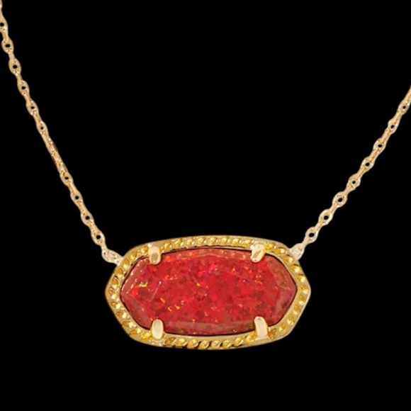 Kendra Scott Jewelry - Kendra Scott Elisa Gold Pendant Necklace in Red Kyocera Opal
